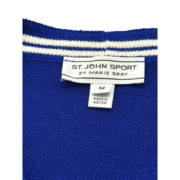 St. John Sport 2 PC Button Down Cardigan & Tank SET Royal Blue White Gold Size M - Picture 14 of 16